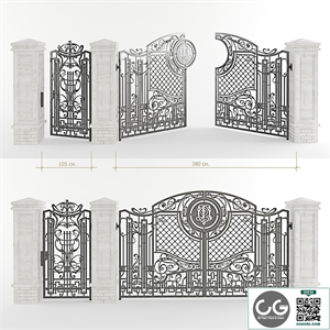 Forged gate with a gate and pillars