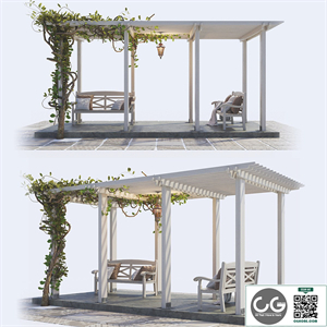 Painted Wooden Pergola