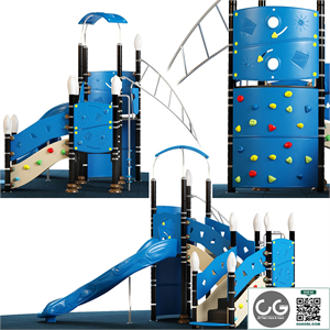 Kids playground equipment with slide climbing 03