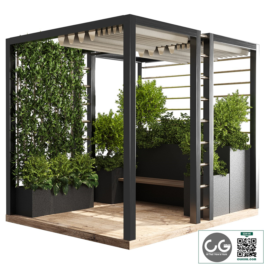 Landscape Furniture with Pergola and Roof garden 01