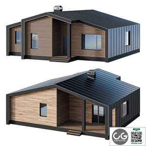 One-story barnhouse in two facade finishes