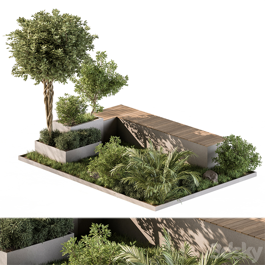 Urban Furniture Bench with Plants Set 43