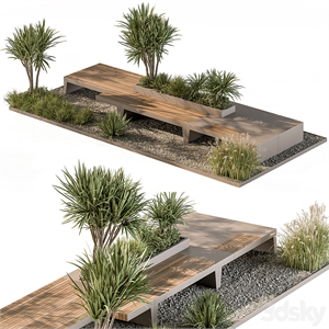 Urban Furniture Bench with Plants Set 42