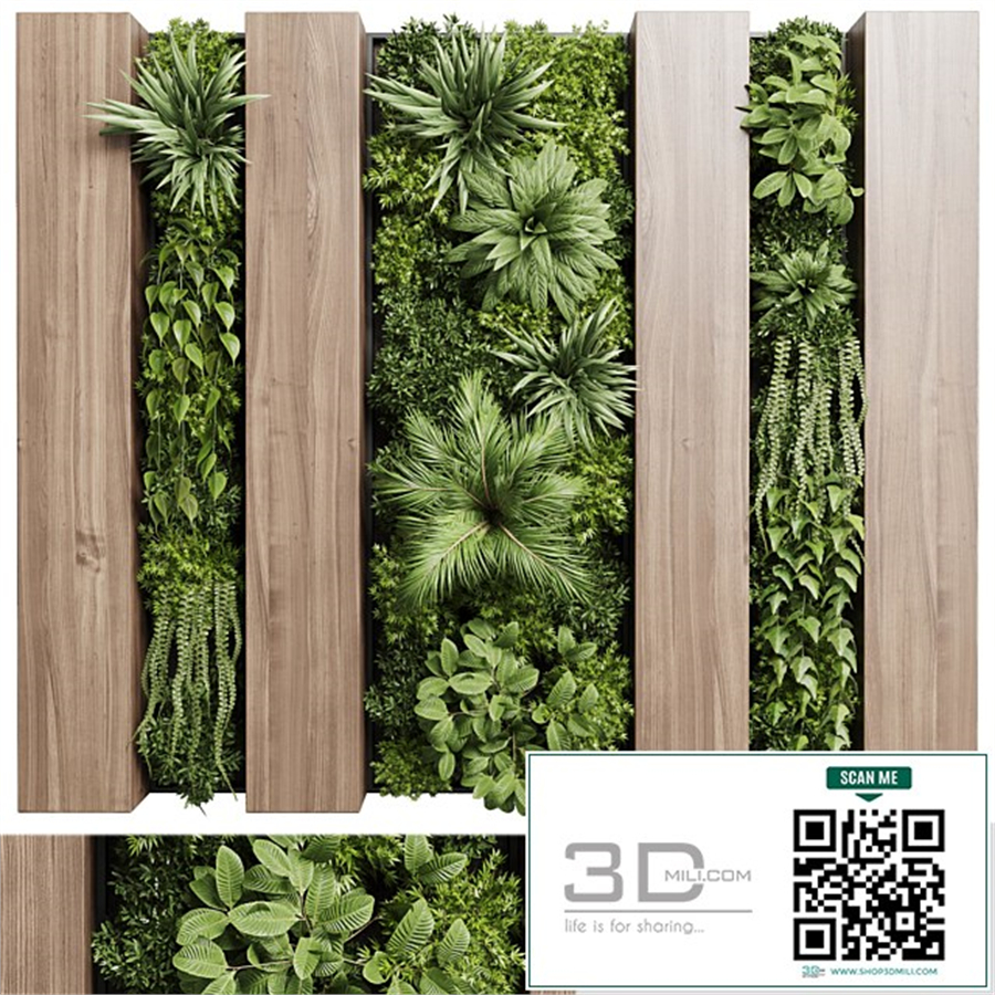 Vertical graden wall decor box - plants set partition 36