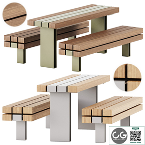 KONG Outdoor Sectional Bench and Table by Vestre