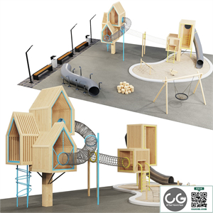 modern wooden playground