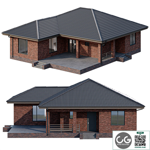 One-story brick house with a terrace
