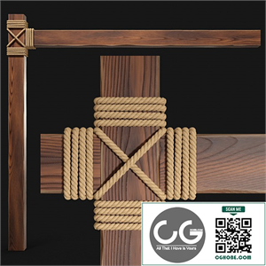 Wooden beams with rope