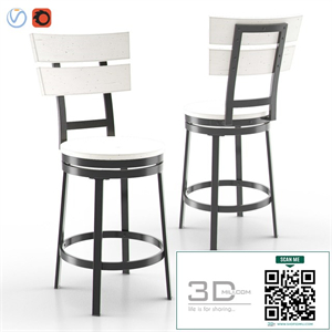 Metal & Timber Swivel Stool - 001