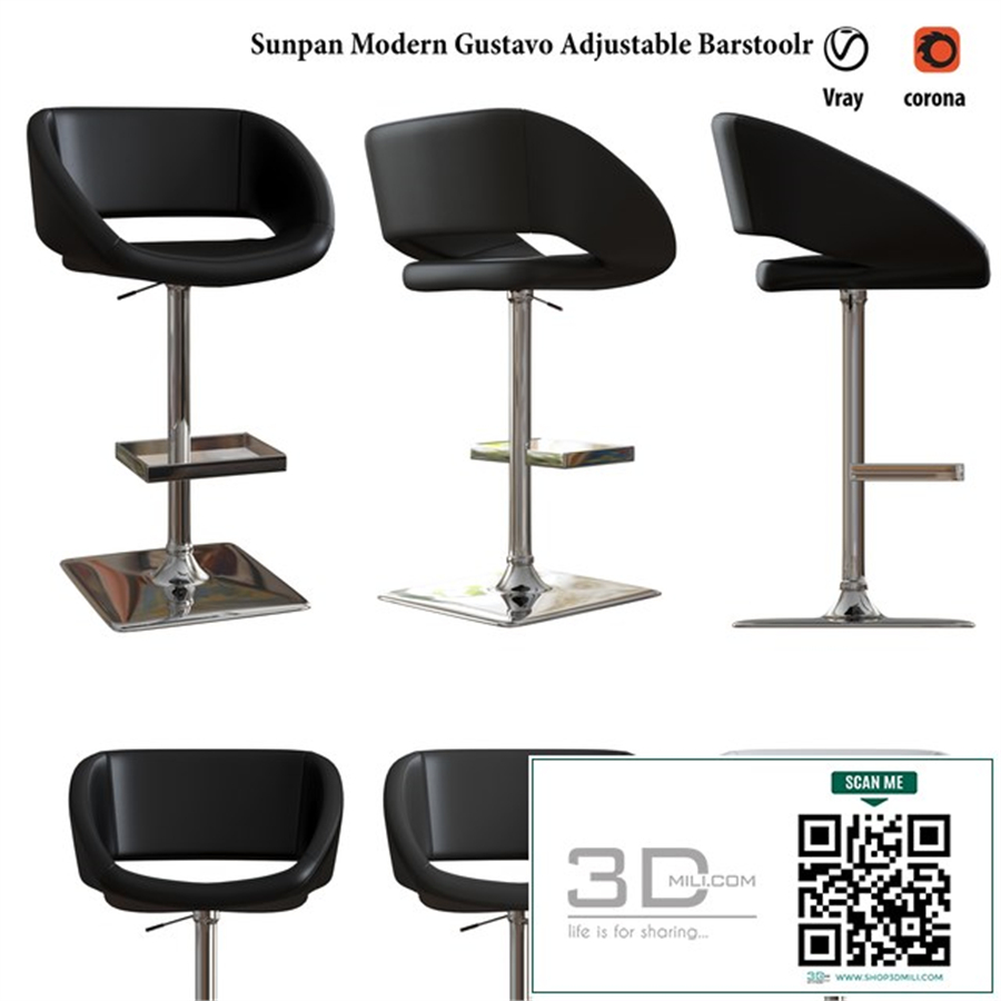 Sunpan Modern Gustavo Adjustable Barstool