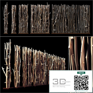 Screen branch clear decor n1 / Screen of peeled branches for decor # 1