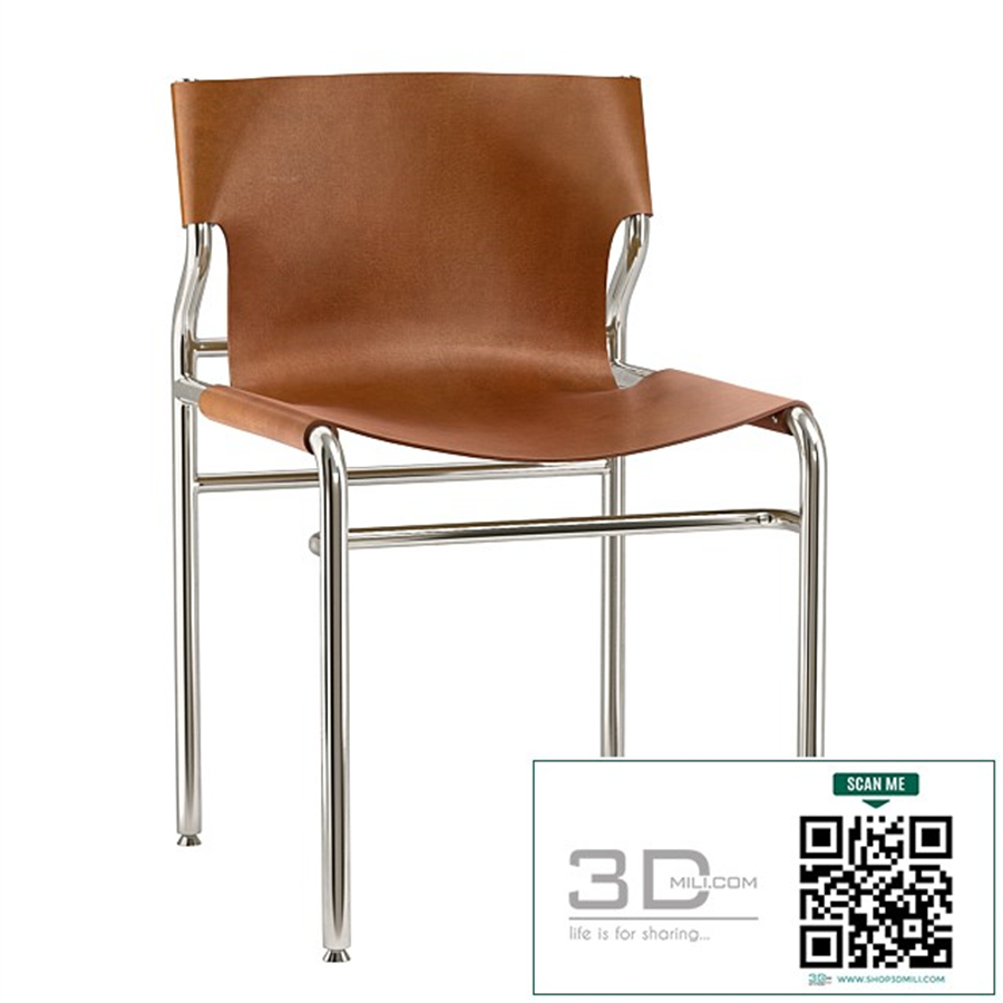 CB2 - Surf Sling Brown Leather Dining Chair